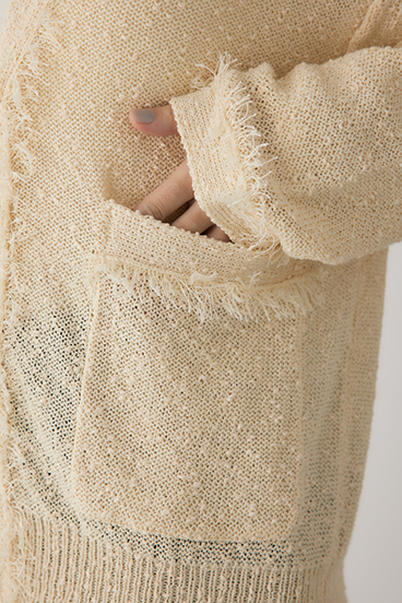 【crie conforto】フリンジVネックカーディガン 詳細画像