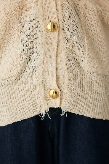 【crie conforto】フリンジVネックカーディガン 詳細画像