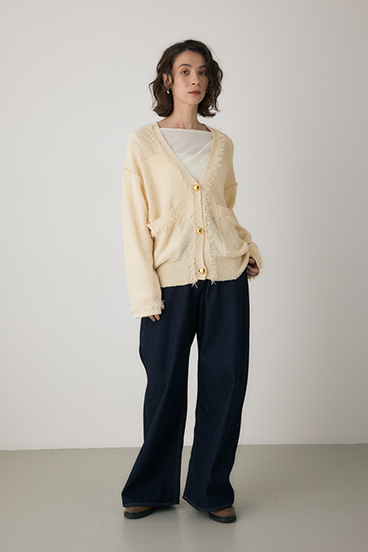 【crie conforto】フリンジVネックカーディガン 詳細画像