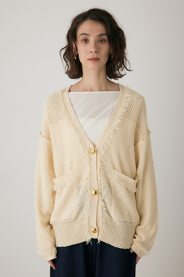 【crie conforto】フリンジVネックカーディガン 詳細画像