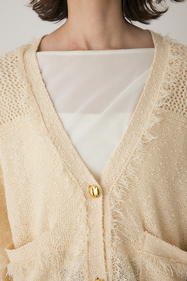 【crie conforto】フリンジVネックカーディガン 詳細画像