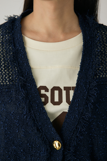 【crie conforto】フリンジVネックカーディガン 詳細画像