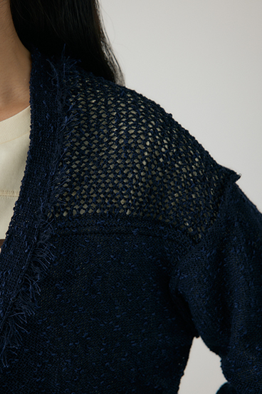 【crie conforto】フリンジVネックカーディガン 詳細画像