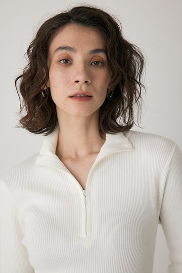 【crie conforto】フロントジップタートルニット 詳細画像