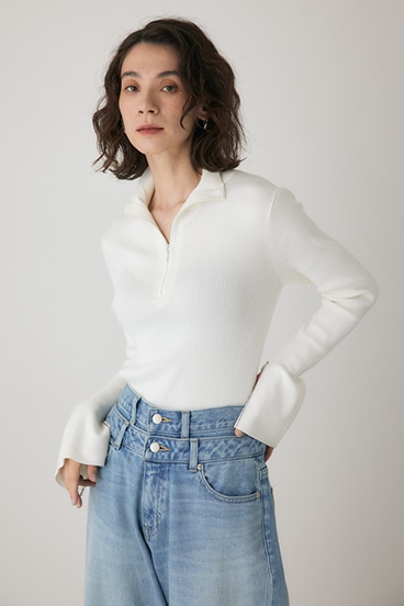 【crie conforto】フロントジップタートルニット