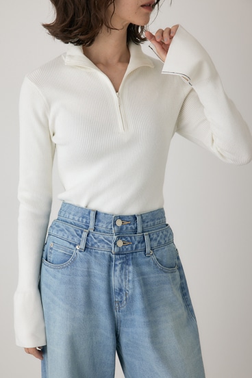 【crie conforto】フロントジップタートルニット 詳細画像