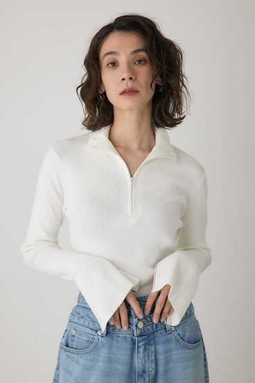 【crie conforto】フロントジップタートルニット 詳細画像