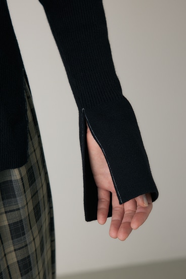 【crie conforto】フロントジップタートルニット 詳細画像