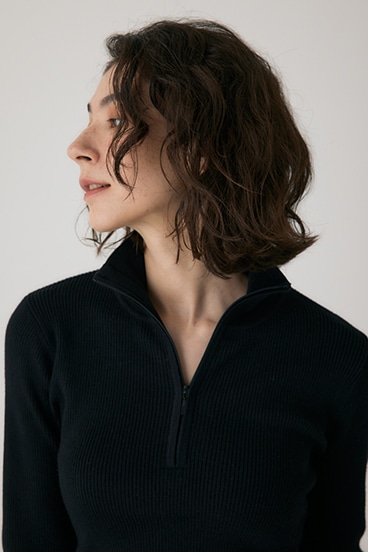 【crie conforto】フロントジップタートルニット 詳細画像