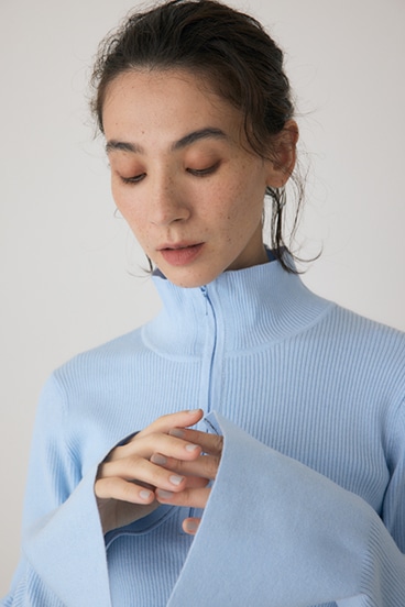 【crie conforto】フロントジップタートルニット 詳細画像