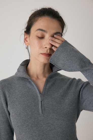 【crie conforto】フロントジップタートルニット 詳細画像