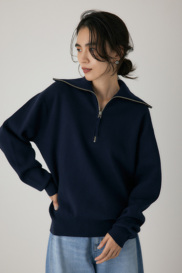 【crie conforto】ハーフジップセーラーカラーニット 詳細画像