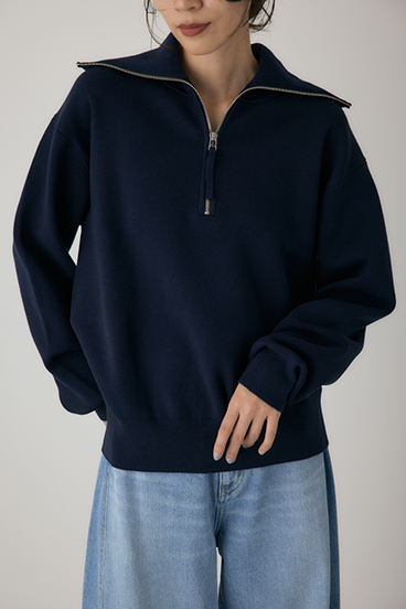 【crie conforto】ハーフジップセーラーカラーニット 詳細画像