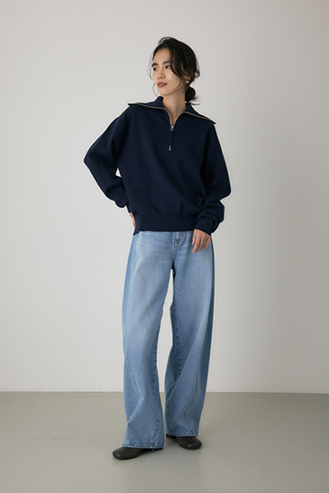 【crie conforto】ハーフジップセーラーカラーニット 詳細画像