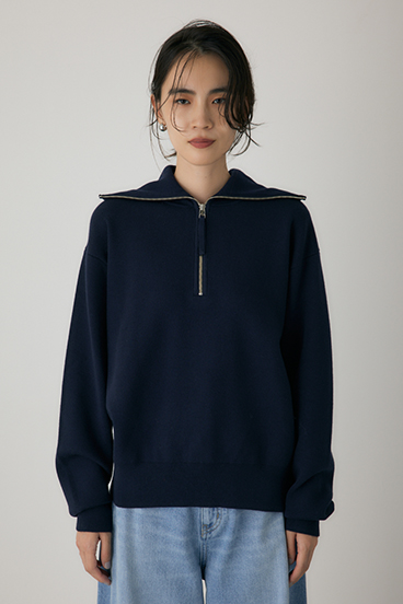 【crie conforto】ハーフジップセーラーカラーニット 詳細画像