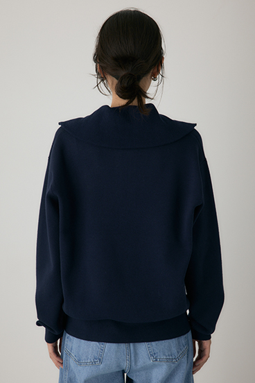 【crie conforto】ハーフジップセーラーカラーニット 詳細画像