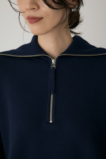 【crie conforto】ハーフジップセーラーカラーニット 詳細画像