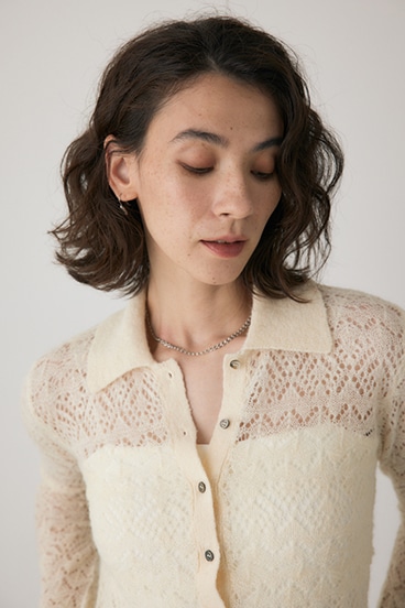 【crie conforto】スカシアミニットポロカーディガン