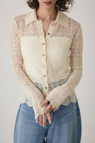 【crie conforto】スカシアミニットポロカーディガン 詳細画像