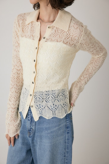 【crie conforto】スカシアミニットポロカーディガン 詳細画像