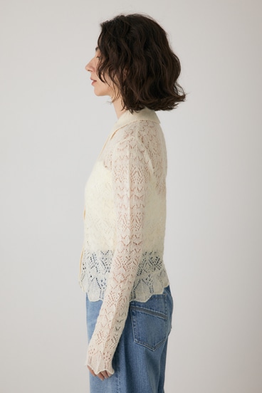 【crie conforto】スカシアミニットポロカーディガン 詳細画像