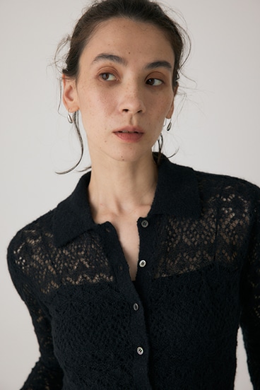 【crie conforto】スカシアミニットポロカーディガン 詳細画像