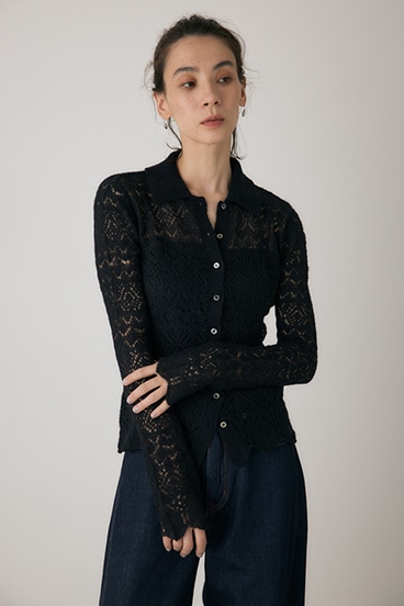 【crie conforto】スカシアミニットポロカーディガン 詳細画像