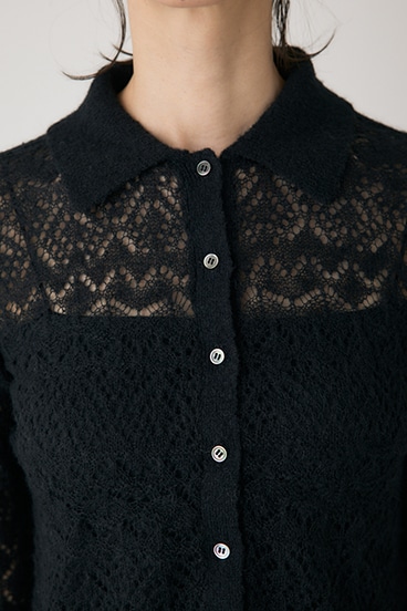 【crie conforto】スカシアミニットポロカーディガン 詳細画像