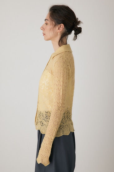 【crie conforto】スカシアミニットポロカーディガン 詳細画像