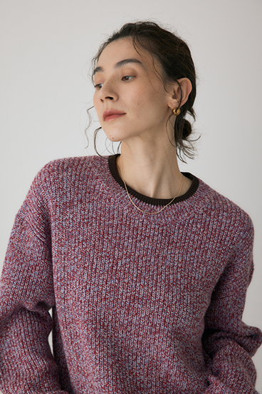 【crie conforto】ミックスカラーヤーンラインニット 詳細画像