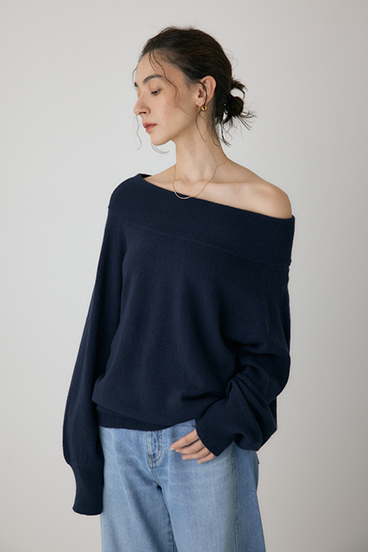 【crie conforto】ワイドボートネックニット 詳細画像