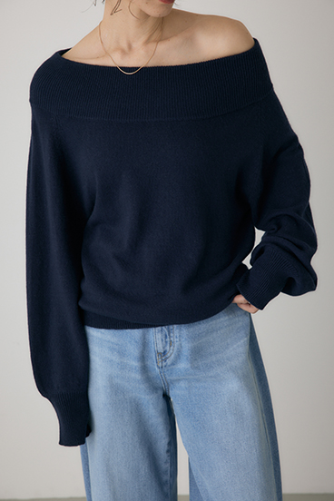 【crie conforto】ワイドボートネックニット 詳細画像