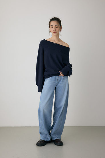 【crie conforto】ワイドボートネックニット 詳細画像