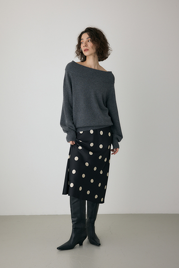 【crie conforto】ワイドボートネックニット 詳細画像