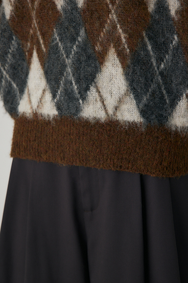 【crie conforto】ヘアリーアーガイルニット 詳細画像