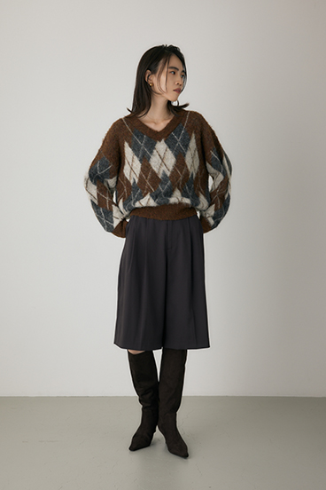 【crie conforto】ヘアリーアーガイルニット 詳細画像