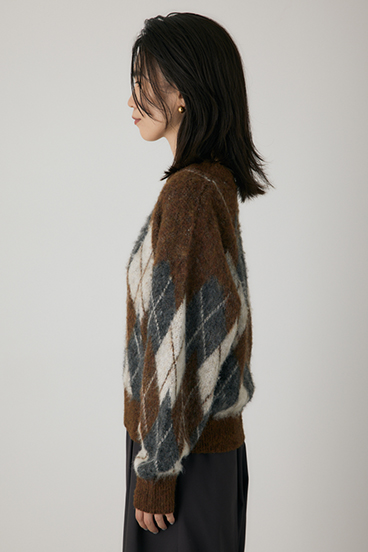 【crie conforto】ヘアリーアーガイルニット 詳細画像