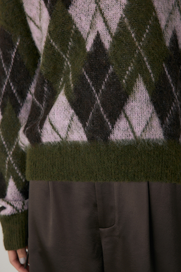 【crie conforto】ヘアリーアーガイルニット 詳細画像