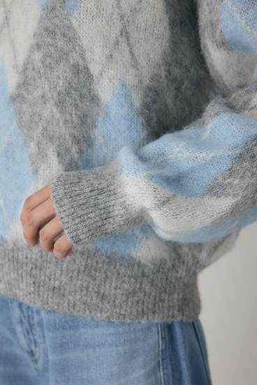 【crie conforto】ヘアリーアーガイルニット 詳細画像