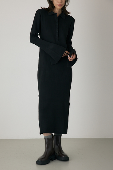 【crie conforto】ポロリブニットワンピース