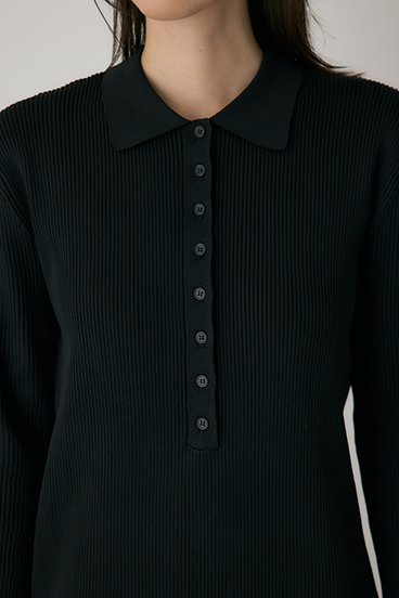 【crie conforto】ポロリブニットワンピース 詳細画像