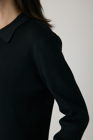 【crie conforto】ポロリブニットワンピース 詳細画像