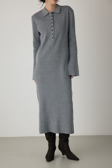 【crie conforto】ポロリブニットワンピース