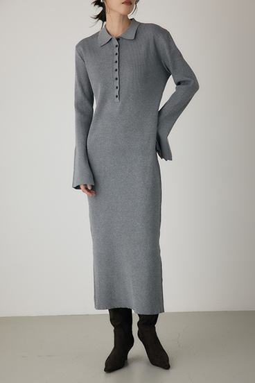 【crie conforto】ポロリブニットワンピース