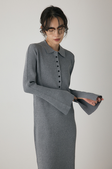 【crie conforto】ポロリブニットワンピース 詳細画像