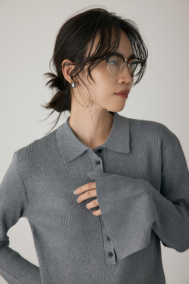 【crie conforto】ポロリブニットワンピース 詳細画像