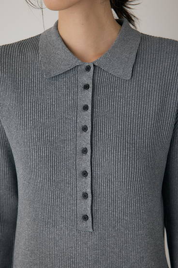 【crie conforto】ポロリブニットワンピース 詳細画像