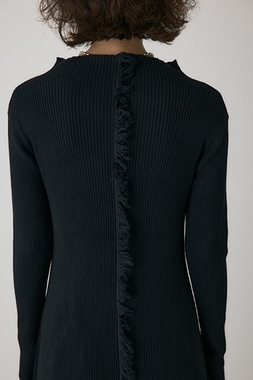 【crie conforto】フリンジリブニットワンピース 詳細画像