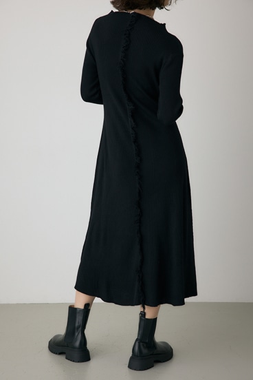 【crie conforto】フリンジリブニットワンピース