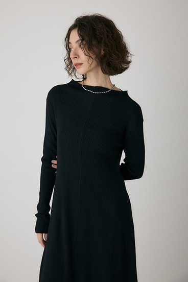 【crie conforto】フリンジリブニットワンピース 詳細画像